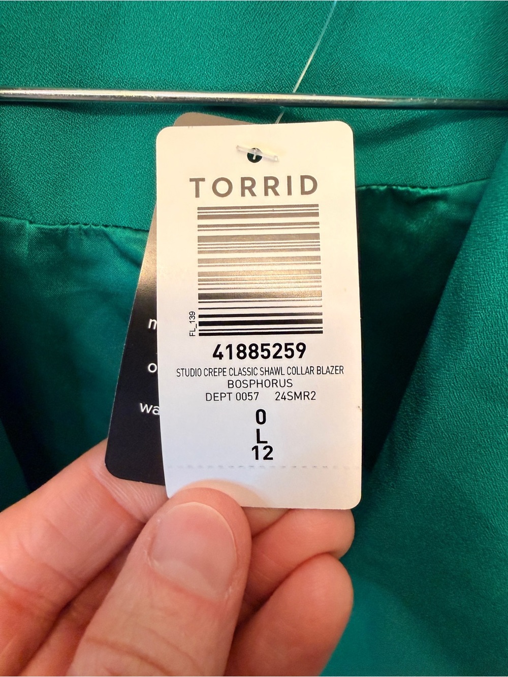 NWT Torrid Women's 0 Large 12 Studio Crepe Classic Shawl Collar Blazer Green - Picture 6 of 13